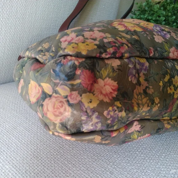 PATRICIA NASH ENGLISH COUNTRY FLORAL LEATHER SATCHEL GUC - Picture 11 of 16